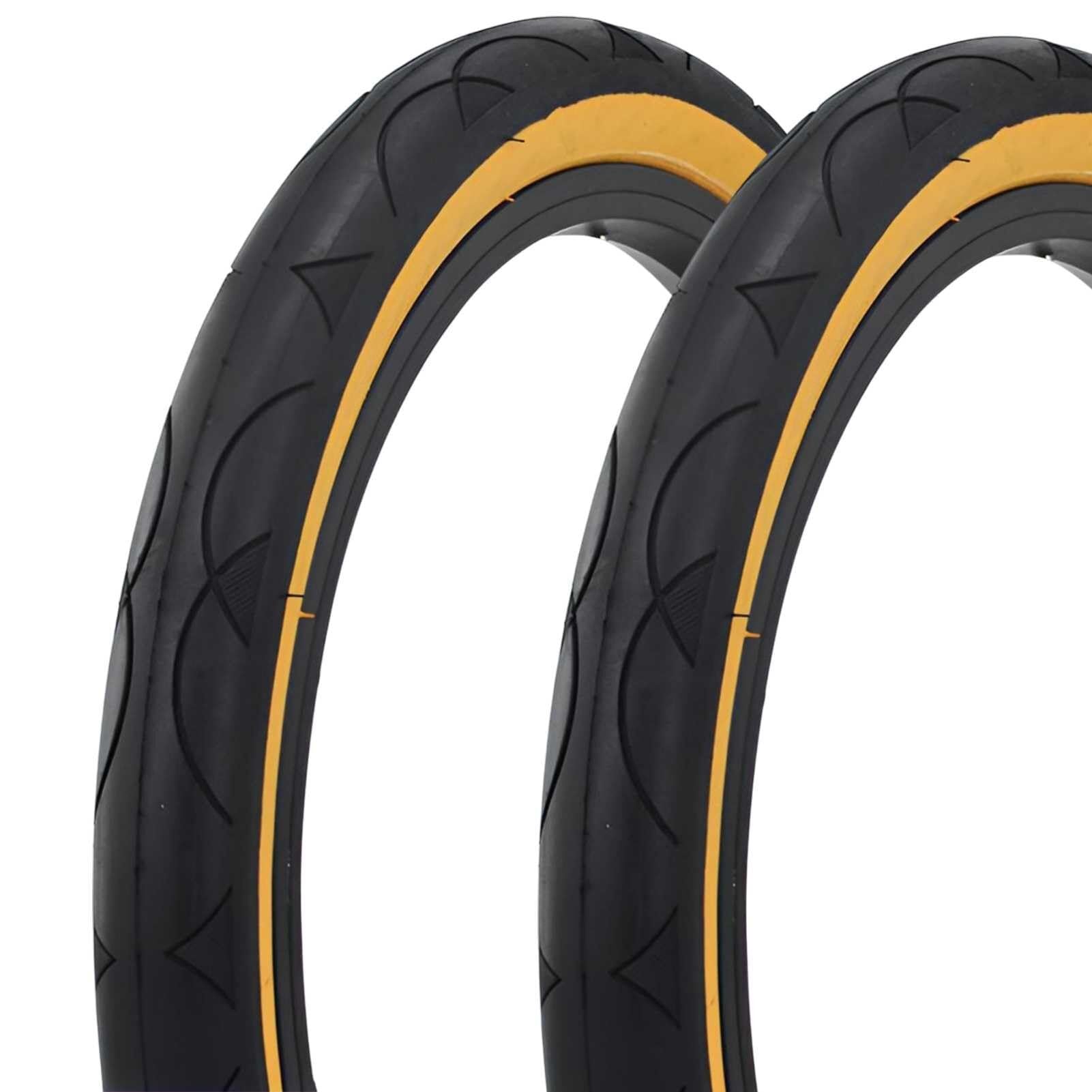 YUMEIGE 16 1.50 Tires Set of 2 / 16x1.50 40-305 Tires Bicycle MTB All Mountain Tires | 16 1.5 City Street Tires | 16 Inch Bicycle Tires Yellow Sidewall Tires