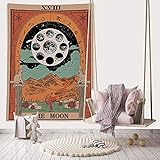 ZZYD Tarot Tapestry The Moon Star and Cloud Tarot Card Aesthetic Tapestry Wall Hanging Medieval Europe Mysterious Divination Star Tapestry for Room Home Decor(51.2 x 59.1 inches)