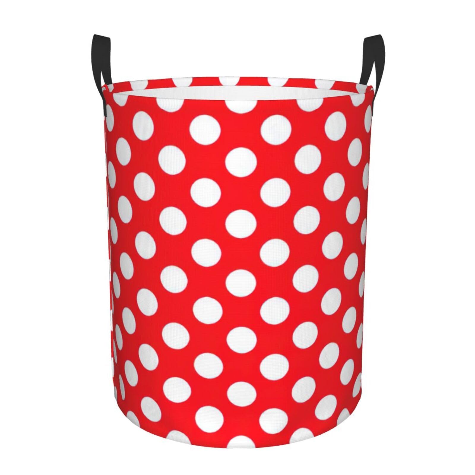 Panier pour couvertures et linge de lit motif pois avec poignées