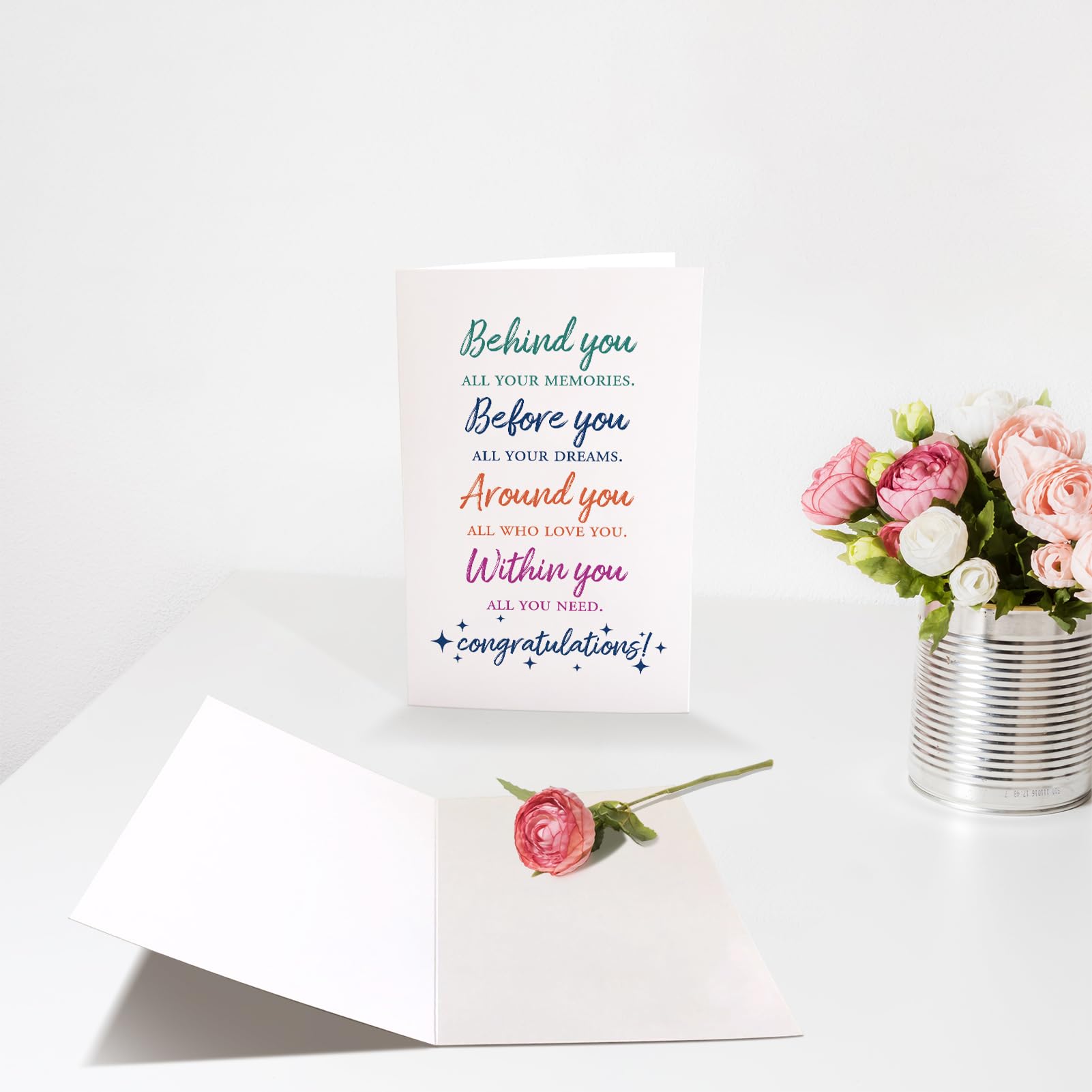 Amazon.com : Graduation Card for Him Her, Graduation Card for High School  College, Congratulations on Grad Card Gift, Behind You Before You Around  You Within You : Office Products