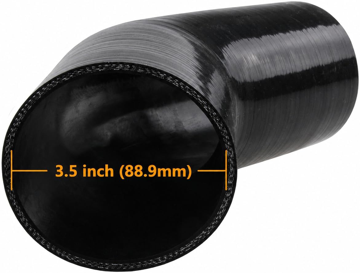  45 Degree Elbow ID: 3.5" (88.9mm) 4-Ply 5mm Thickness High Performance Silicone Hose Coupler with T-Bolt Clamp thumbnail