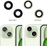 2pcs/Set 15 Plus Back Camera Lens Glass Replacement for iPhone 15 Camera Lens Replacement with Pre-Installed Adhesive + Repair Tool Kit, Anti-Lens Scratch & Waterproof