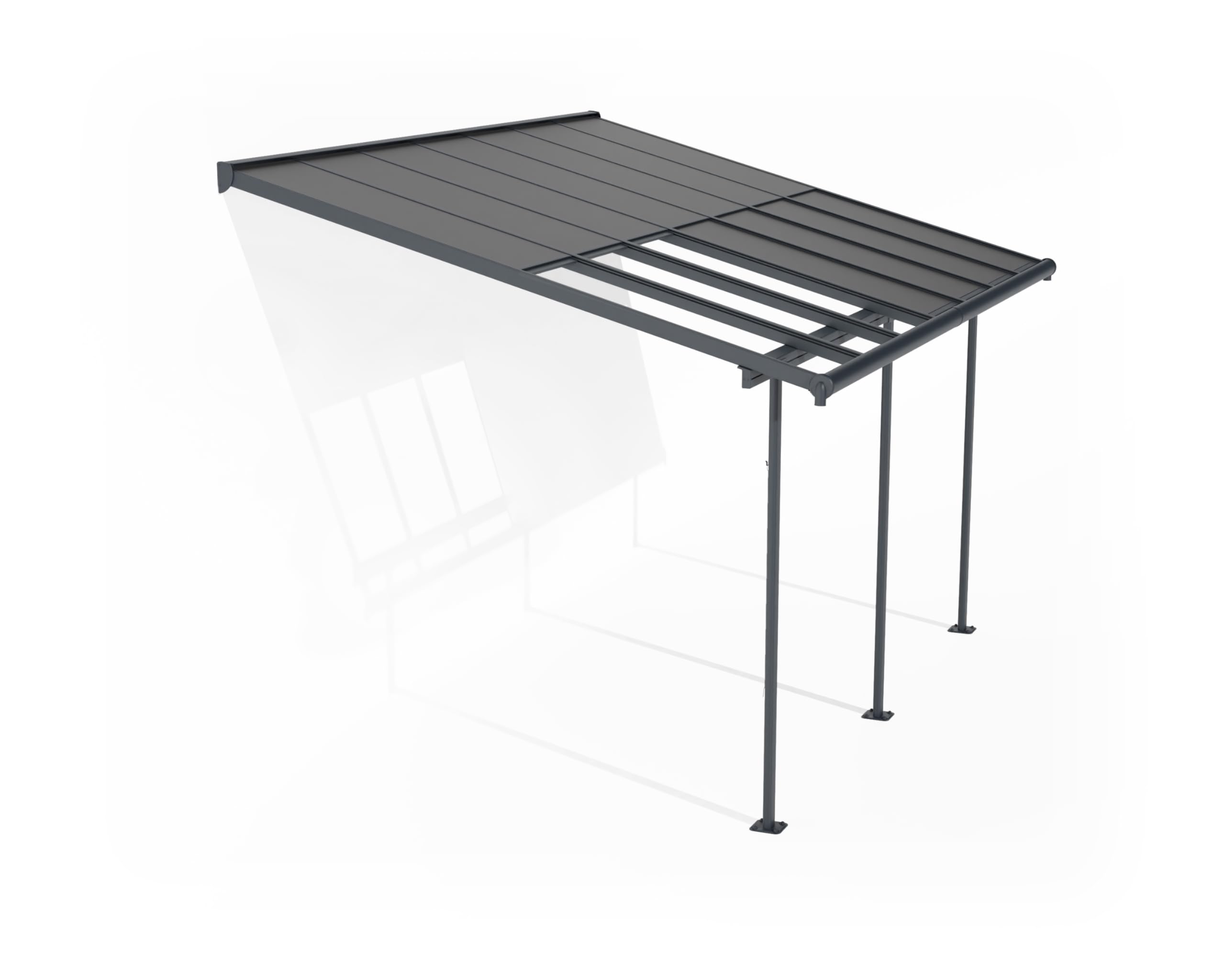 Canopia Palram Sierra Cabrio, baldacchino per terrazze, 295 x 434 cm, telaio in alluminio grigio, sistema di tetti scorrevoli, doppio pannello in grigio opale, resistente ai raggi UV e alle intemperie