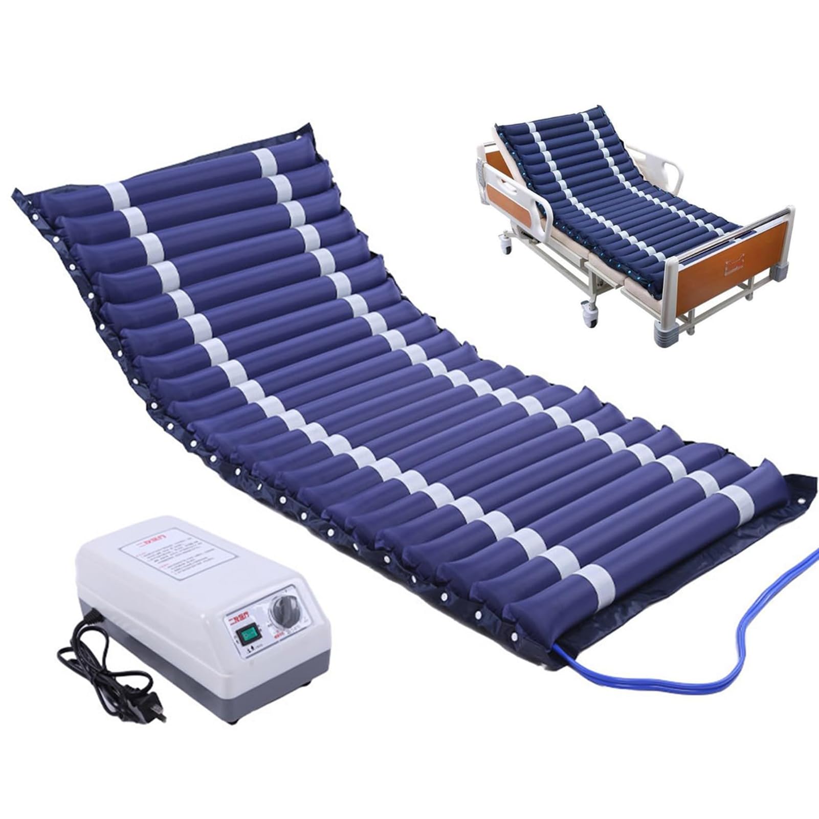 Colchón Aire Antiescaras, Colchón Médico con 22 Celdas, Bomba Silenciosa Impermeable, Presión Alternante Personalizable, Máxima Carga 135kg