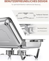Wilprep Rozsdamentes Acél Chafing Dish Szett - 9L Ételmelegítő Tálalóedény Büféhez, 10 Tálcával, 140°C-ig, Vendéglátáshoz és Rendezvényekhez 4