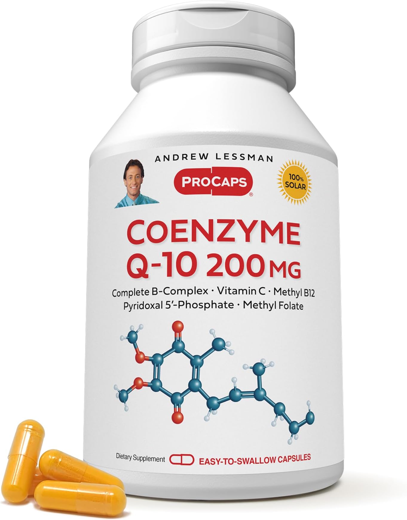 ANDREW LESSMAN Coenzyme Q-10 200 mg 60 Capsules - Essential for Energy Production and Optimum Key Organ Function, Anti-Oxidant Support, Depleted by Aging, Plus B-Complex. Easy to Swallow Capsules
