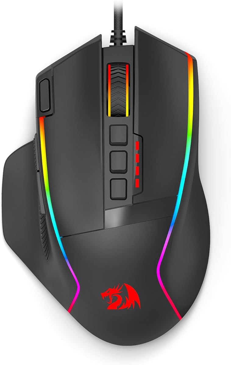Redragon Gaming Mouse, Wired Gaming Mouse 26,000 DPI Opitacl Sensor, Ergonomic Mice with Fire Button, Macro Editing Programmable RGB Mouse for Laptap/PC/Mac : Video Games