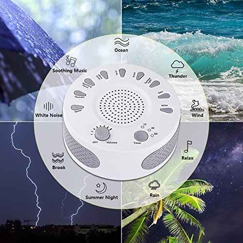 White Noise Machine Sleep Helper Sound Relaxation Machine Rekome Sleep Therapy Sound Machine With 9 Unique Natural Sounds, Sleep Disorders Noise Cancelling For Home, Office, Spa, Yoga, Kids #TOP2