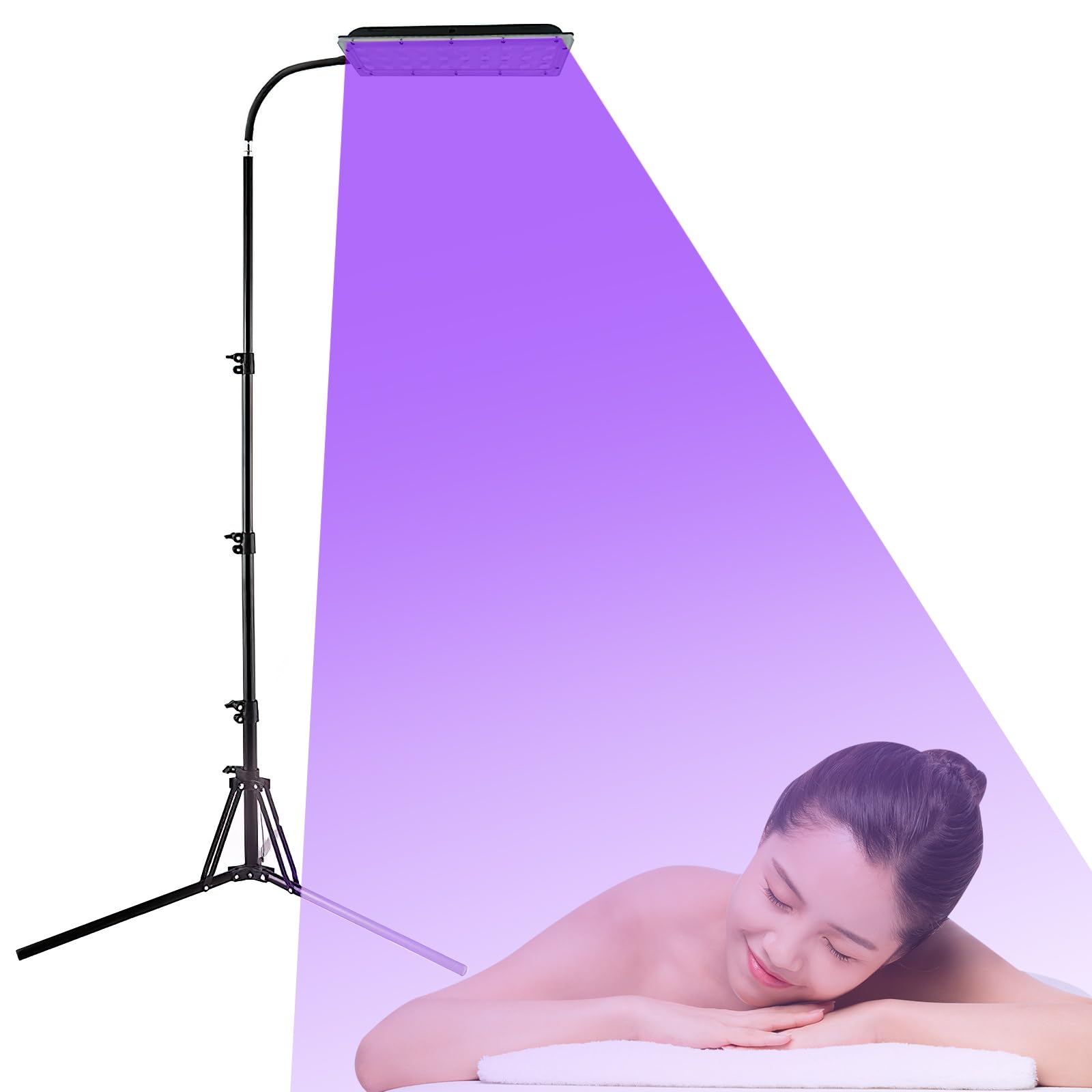 5 Niveles Lámpara Solar 90 Leds, 5-30 Minutos De Sincronización Lámpara De Bronceado Giratoria De 180 °, Lámpara Solar Uv De 38.5 a 78.7 Pulgadas Con Máscara De Ojos Para Piel De Bronce Antiguo