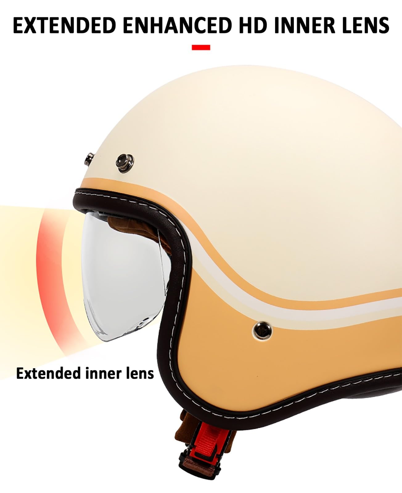 Otwarty kask motocyklowy, ECE 22.06-zatwierdzony kask motocyklowy retro z ochroną przeciwsłoneczną, kask motocyklowy 3/4 dla mężczyzn i kobiet