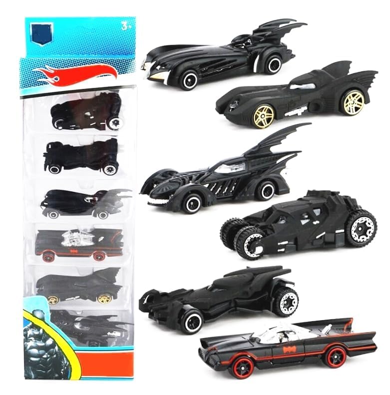 Image of Royals hub Black Super Hero Mini Metal Die Cast Car Set of-6 Toy Vehicle Play Set Free Wheel High Speed Unbreakable for Kids Small Racing Car for Exciting Playtime Adventures Movie Vehicle