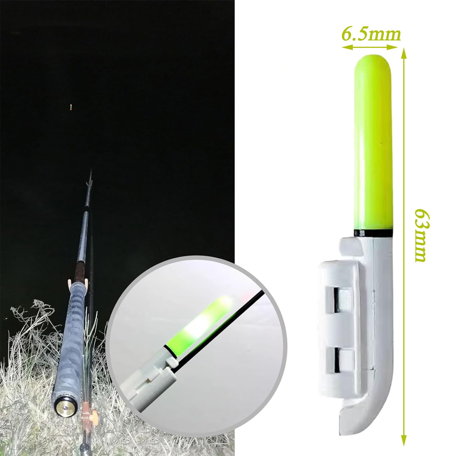 Lot de 6 détecteurs de touche LED étanches pour la pêche en mer, avec piles