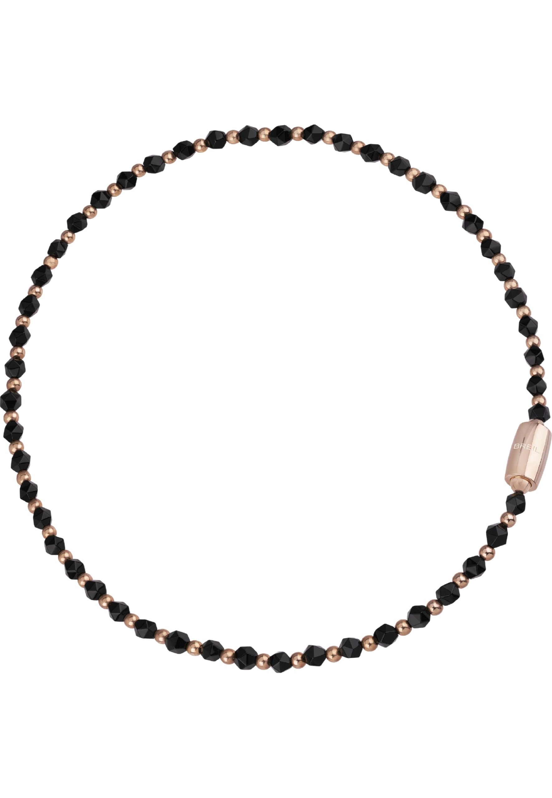 Breil - Women's Necklace Magnetica System Collection TJ3048 - Women's Jewellery - Stainless Steel Chocker for Women, with Pink IP Polished Steel Spheres and Faceted Onyx Spheres - Max Length 45 cm