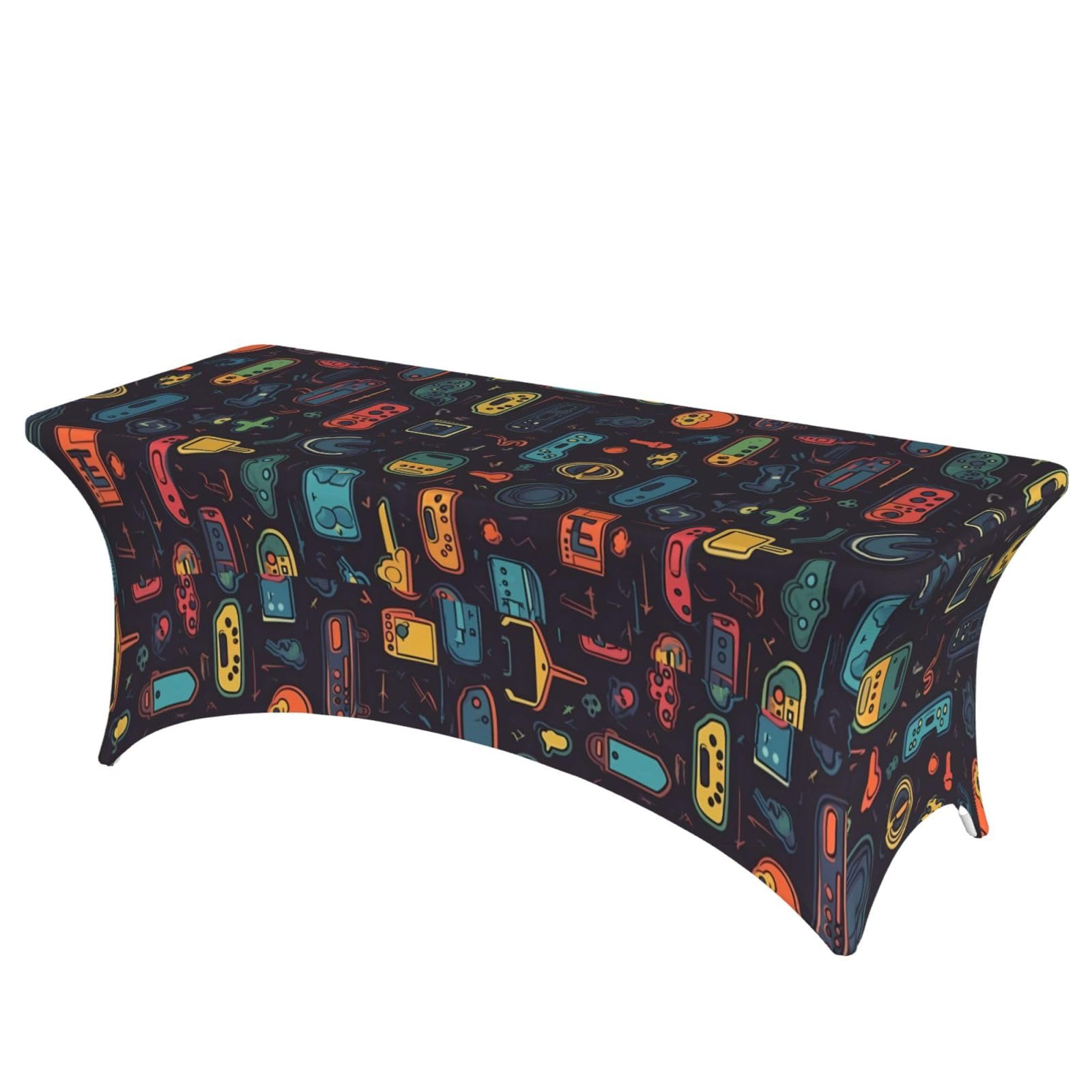 LMNGH Game Video Gaming Pattern Decorative Tablecloth Protector for Wedding, Banquet & Parties6FT Spandex Rectangle Tablecloths, Stretch Washable Table Cloth Wrinkle Free Patio Table Cover