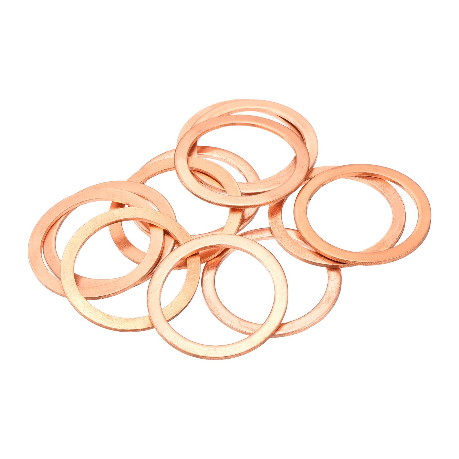 MECCANIXITY 12 Pcs Flat Copper Washers, 30x38x1.5mm Copper Upgraded Flat Metric Sealing Crush Ring Washers for Hydraulic Fittings Screw Bolt Nut