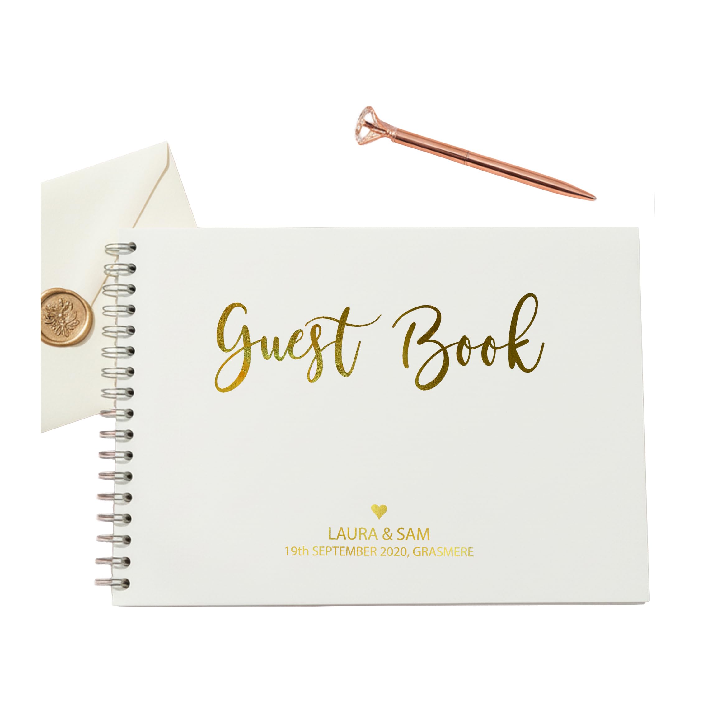 Pink Positive Foil Wedding Guest Book Alternative Custom Wedding Guestbook
