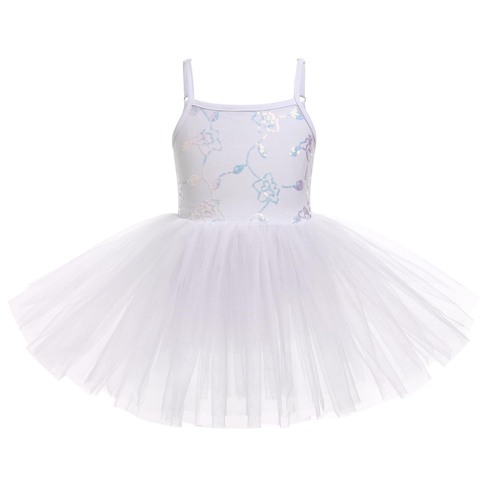 ODASDO Ballet Leotard For Girls Camisole Tutu Skirts Shiny Sequin Flower Embroidery Dance Dress Gymnastics Bodysuit Outfit