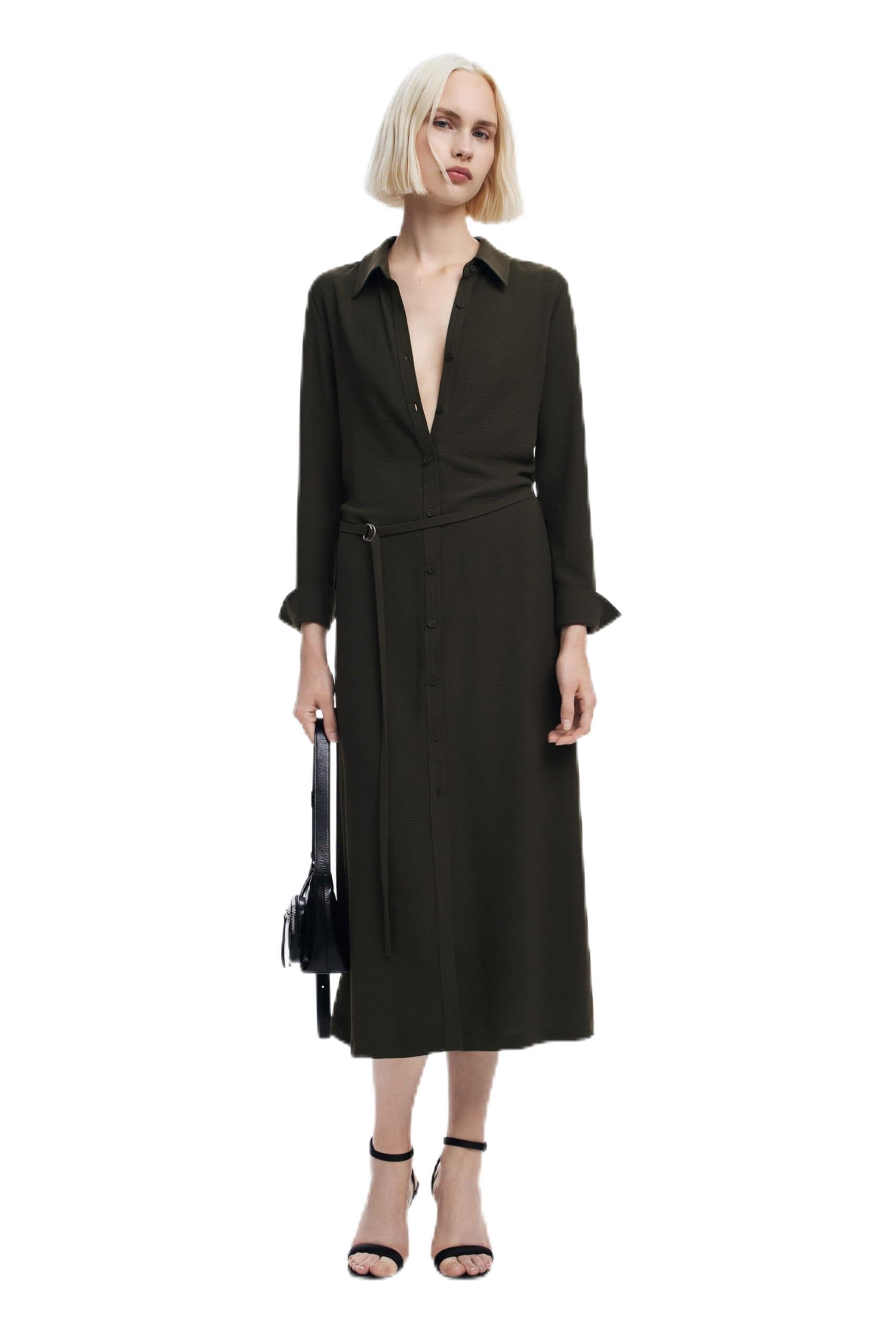 Desigual Women's Woman Woven Long Sleeve Dress, Green, S