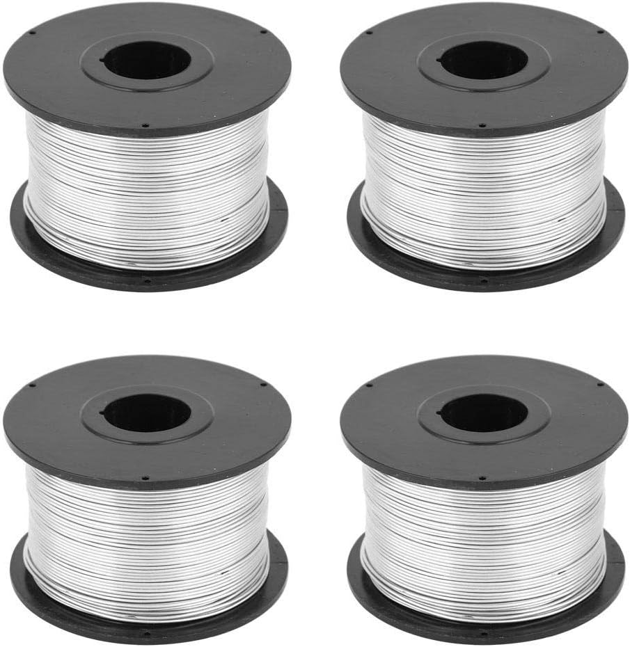 Walfront 4pcs 0.8mm Silver Steel Tie Wire Rolls, 110m Each, for Automatic Tying Machine