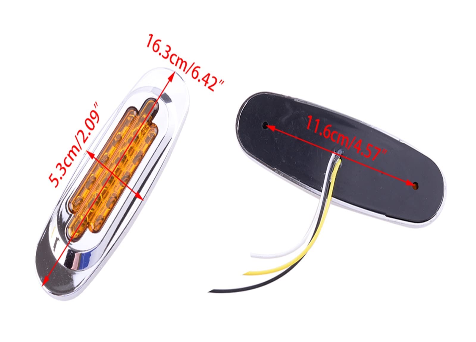 Indicateurs 2 Pièces 12V 16 LED Marqueur Latéral Clignotant Ambre 3 Fils Pour Voiture Camion Remorque Ramassage Avant - Gauche Droite