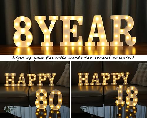 Miniatura 160 de Letras iluminadas, letras con luces LED de 26 alfabetos, letras iluminadas decorativas, letras de marquesina LED que funcionan con pilas para Luz