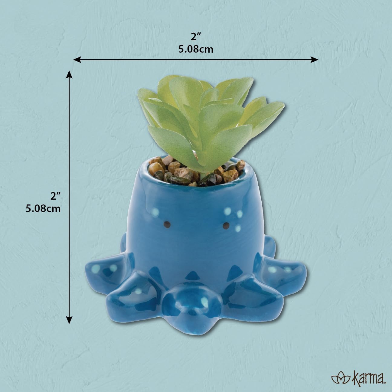 Karma, Shaped Artificial Succulents in Ceramic Pot, Faux Mini Succulent Plant, Desk Decor, Office Plants - Books