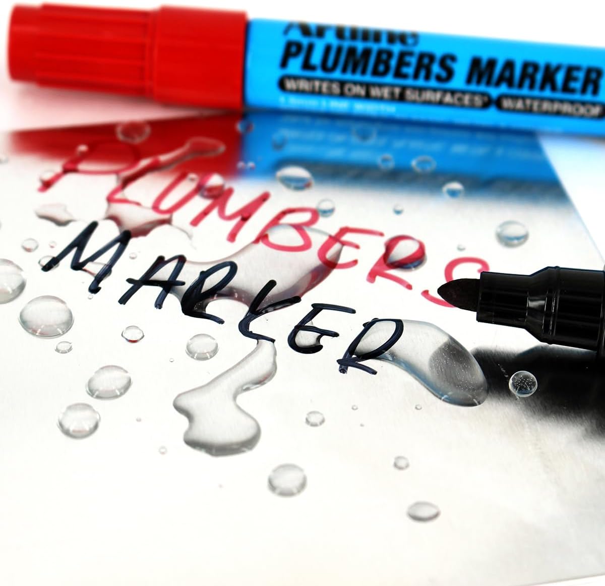 Artline Plumbers Permanent Markers, Professional Series, For Use On Wet Surfaces, Waterproof Construction Markers, 1.5mm Bullet Tip - Black, Pack of 12