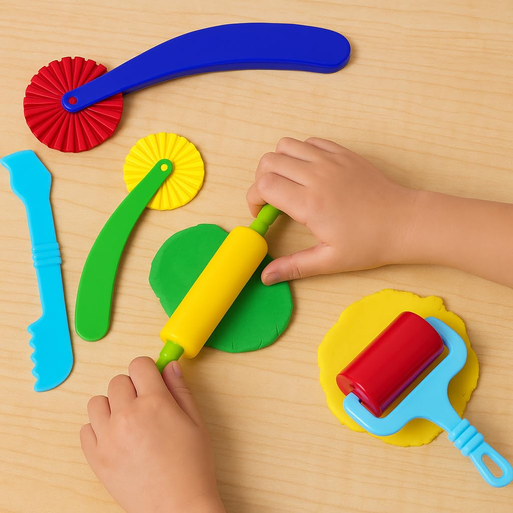 Playdough Tools for Kids - 17 Piece Play Dough Cutters, Rolling Pin & Accessories Set for Toddlers, Multicolor - Image 2