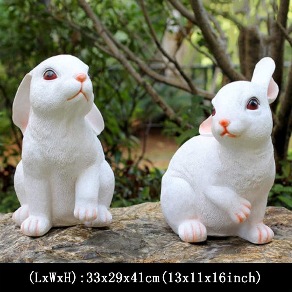 超格安価格 庭の彫像ウサギ庭の彫像 屋外樹脂動物の彫刻シミュレーションウサギの装飾パティオ庭風景芝生の装飾品置物ギフト33x29x41cm 13x11x16inch Rachelbaptista Com Br