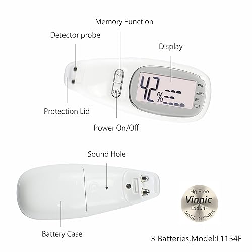 Miniatura 5 de Probador digital portátil de humedad facial, analizador de piel, corneómetro de hidratación facial, medidor de hidratación de la piel, probador de