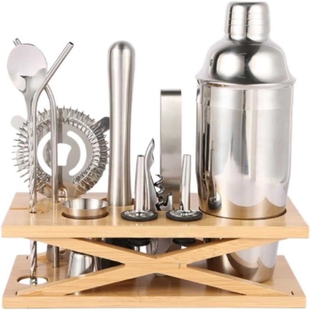 Set de Coctelería 12 Piezas Coctelera Acero Inoxidable Kit Bartender