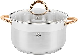 Stainless Steel Pot - 6L - 26 cm - Induction Casserole with Glass Lid - 18/0 Stainless Steel Pot - Size Scale - For All Fires - Stainless Steel Pots
