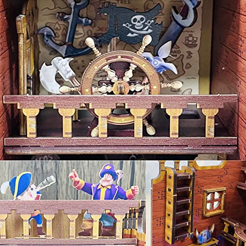 Tukiie Diy Book Nook Miniature Kit, Booknook Dollhouse Bookshelf Insert, 3D Wooden Puzzles Decorative Bookend Stand Model Kits For Kids Teens Adults(Pirate House) #TOP5