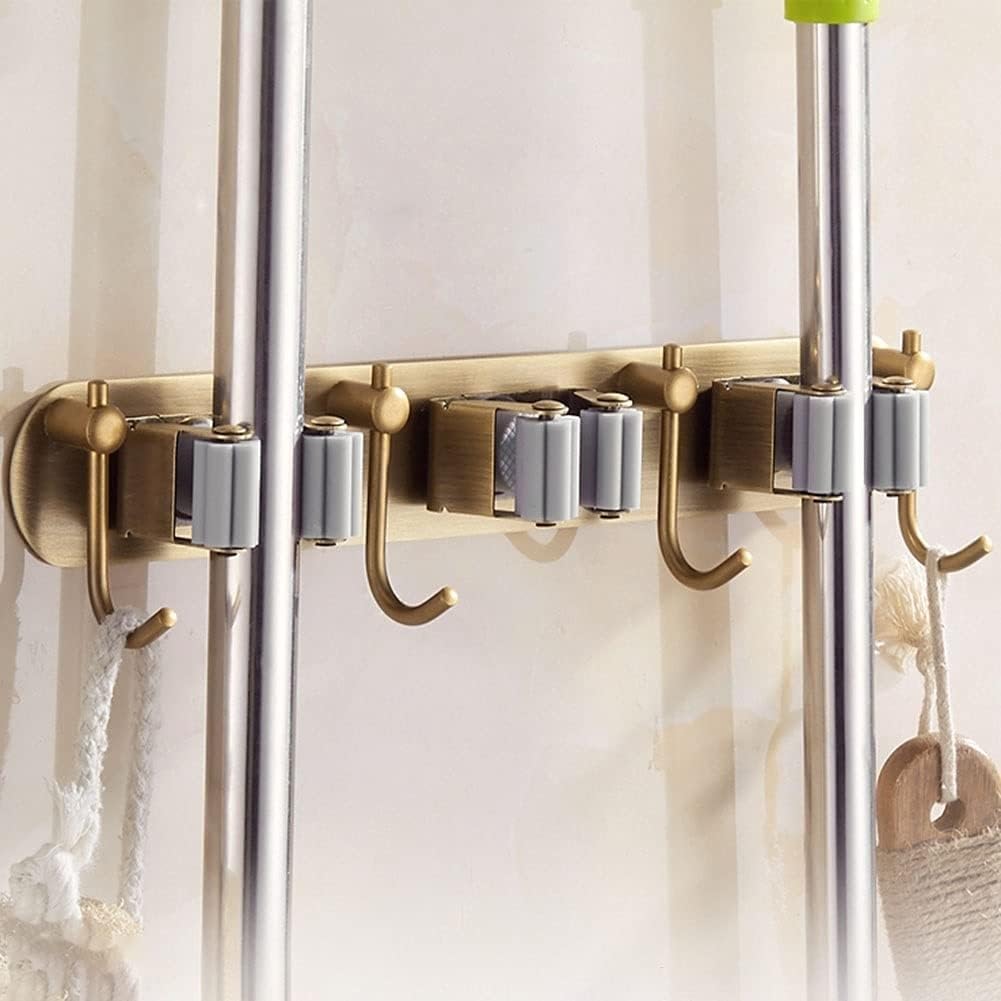 Estante para escobas y fregonas, gancho de pared de acero inoxidable, herramientas de almacenamiento para organización de garaje y oficina