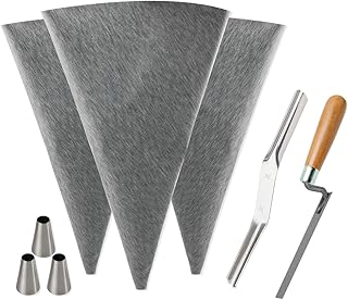 3 Pack Tile Grout Masonry Mortar Bag, 12" by 24" Heavy Duty Cement Sealer Bag, Grout Bag with Metal Tip, Mortar Bag Masonry, Grout Bag for Tile Installation, Grouting Bag (12x24 inch, Grey)