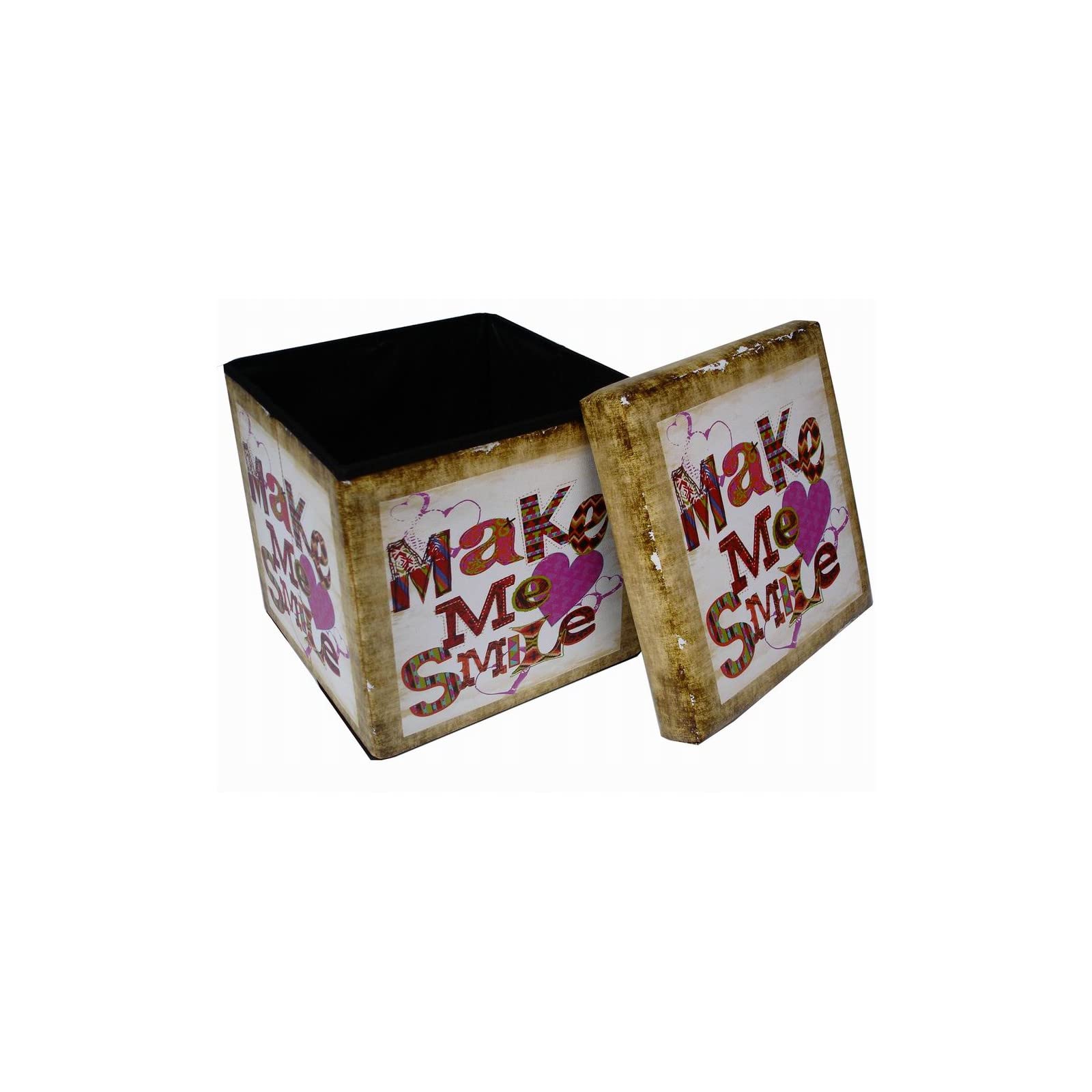 Biscottini Pouf Cube Rangement Similicuir 33x33x33 Cm – Boîte à Objets Pliable, Pouf Repose-Pieds & Contenant 300 Kg Max, Idéal Salon & Chambre