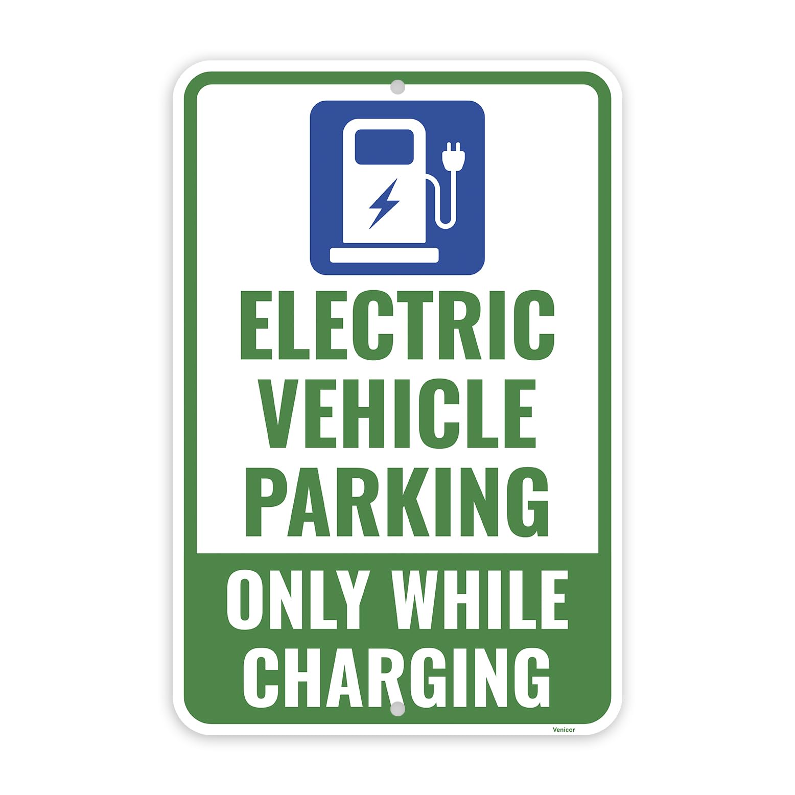 EV Parking Aluminum Sign, Electric Vehicle Charging Station Sign, 12x8 Inch