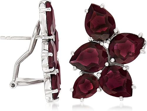 Vista 3 de Ross-Simons Pendientes de racimo de granate de 18,10 qt t en plata de ley