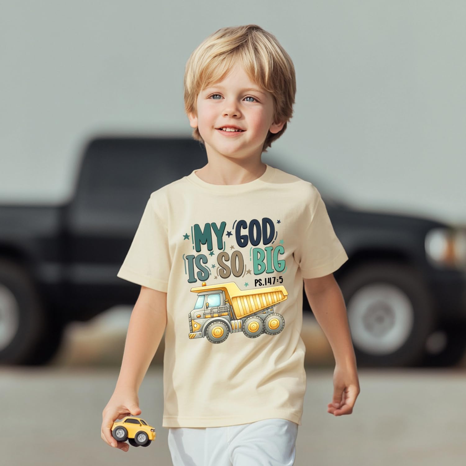 Toddler Dump Truck Shirt Kids My God is So Big Boys Tee Tops Psalm Christian T-Shirt 2-7 Years - Image 3