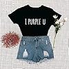 KPOPIRUDA Tshirts for B-TS Women Sleeve I Purple You Letter Printed T-Shirt Merchandise Korean POP Merch, Purple, XXL #3