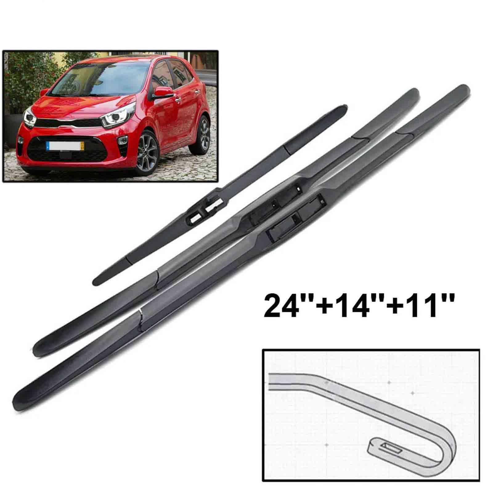 Reemplazo de limpiaparabrisas para Auto para KIA Picanto MK3 2018 - Escobillas limpiaparabrisas traseras de Repuesto para Auto 24"+14"+11"