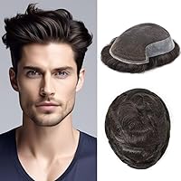 Vista 28 de FACE MIRACLE - Tupé frontal de encaje francés para hombres, sistema de reemplazo de cabello humano de encaje con pieza de pelo de poliuretano