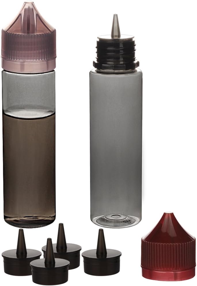 10pcs empty 60ml PET liquid bottle Unicorn dropper bottle DIY liquid bottle (Black-trans + Color cap, 60ML X 10PCS)