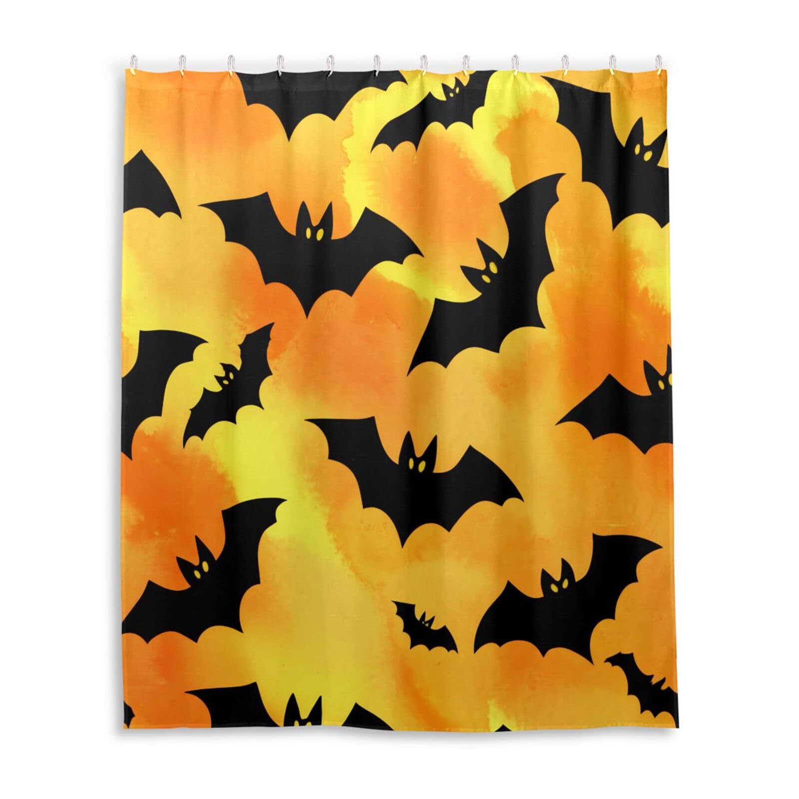 DUOBU Halloween Black Bats Shower Curtain Washable Waterproof Fabric Bath Curtain 60x72Inch Shower Curtains with Hooks for Bathroom Decor