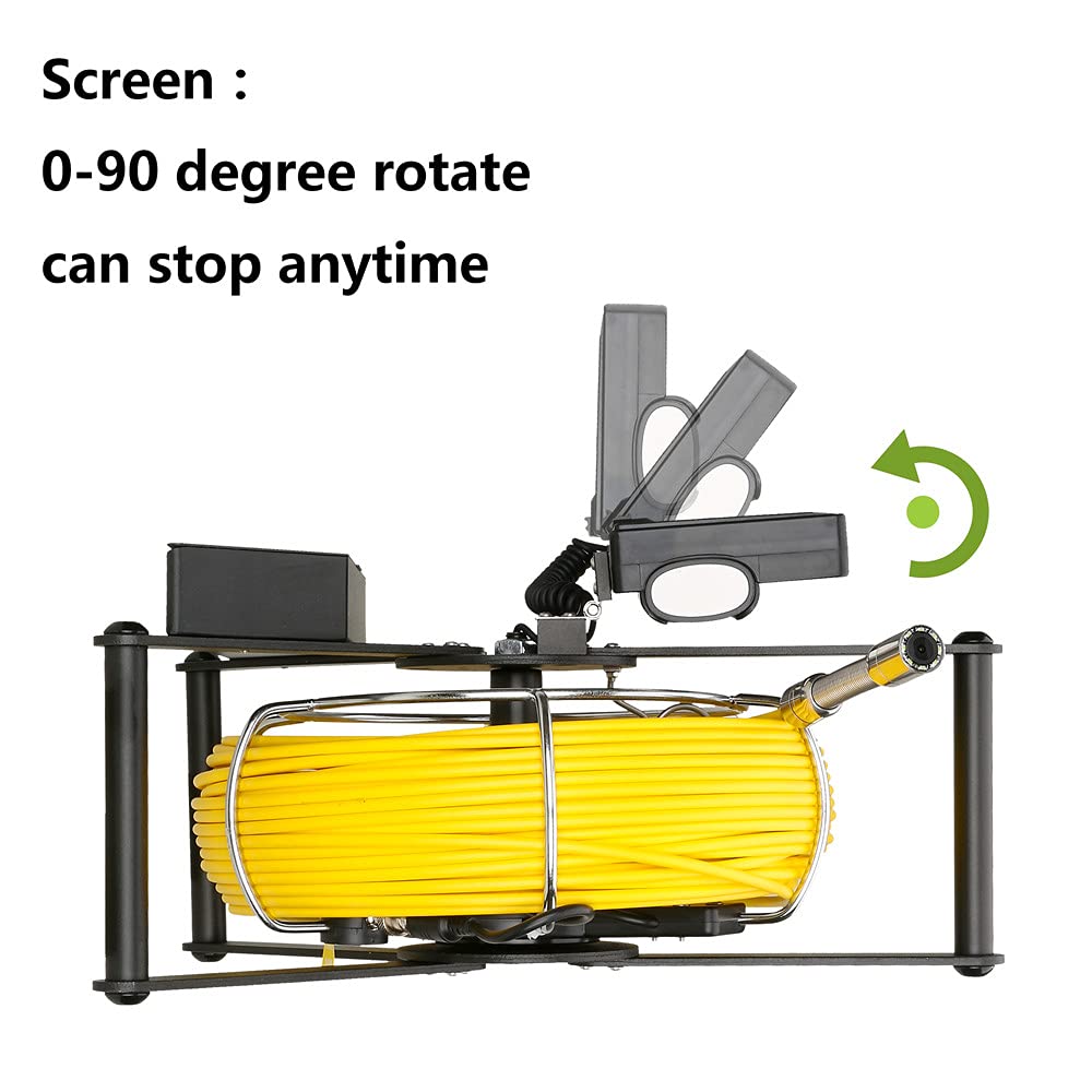 Cámara de vídeo para tuberías, Cámara de inspección tubería alcantarillado con 1 6GB DVR 512HZ Localizador tuberías Drenaje Endoscopio Industrial 4.3 Pulgadas IPS Monitor Color(30m)