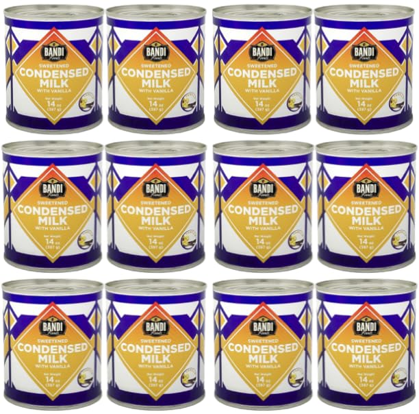 BANDIFoods Imported Sweetened Condensed Milk, 13.6 Ounce (Pack of 12), Easy Opener, Authentic Delicious Taste for Baking, Tea and Coffee (12 Pack, Caramel)