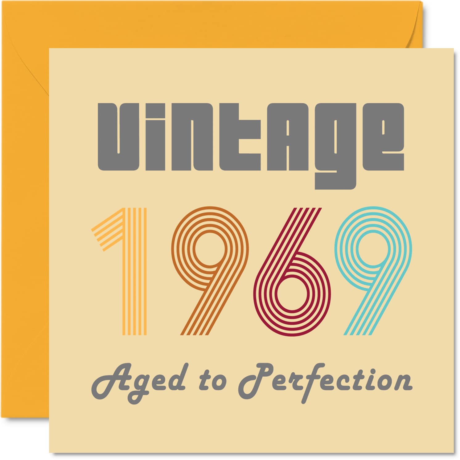 57th Birthday Cards for Men Women - Vintage 1969 Aged To Perfection - 57 Birthday Card Funny for Her Him, 145mm Greeting Cards Mum Dad Grandad Grandpa Grandma Nanny