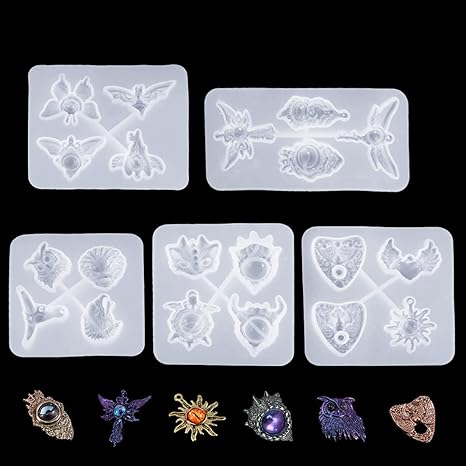 Amazon Co Jp Fineinno 3d 悪魔の目 悪魔 目 角 羽形 目形 ハート形 ペンダント シリコンモールド エポキシ樹脂 Uvレジン型 Diy モールド 種類 5セット 悪魔 ホビー