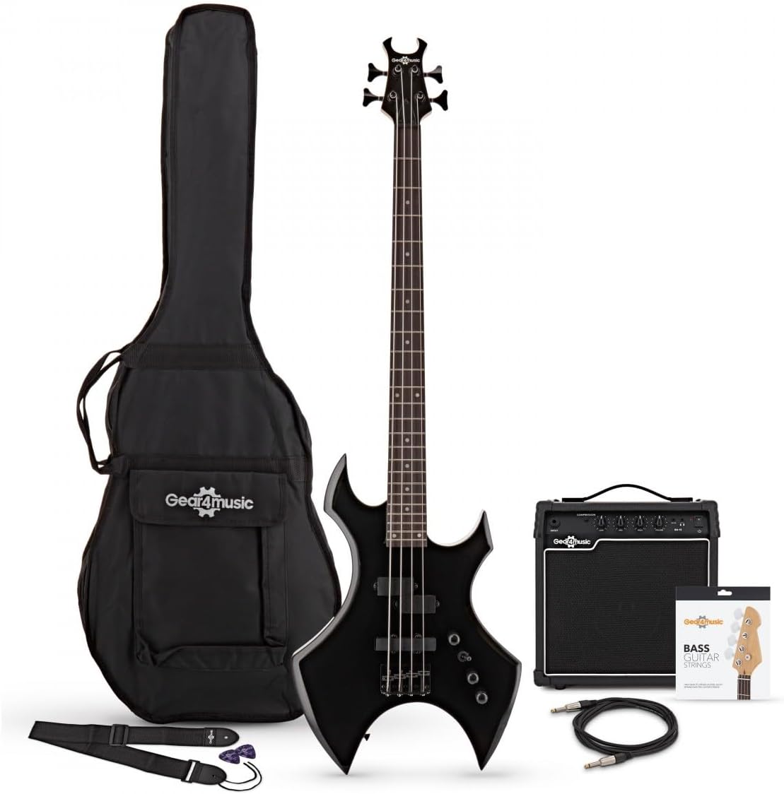 Harlem X Bass Guitar + 15W Amp Pack, Black