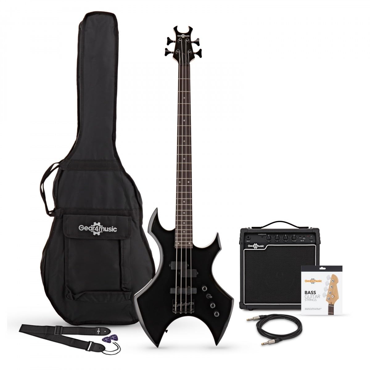 Harlem X Bass Guitar + 15W Amp Pack, Black